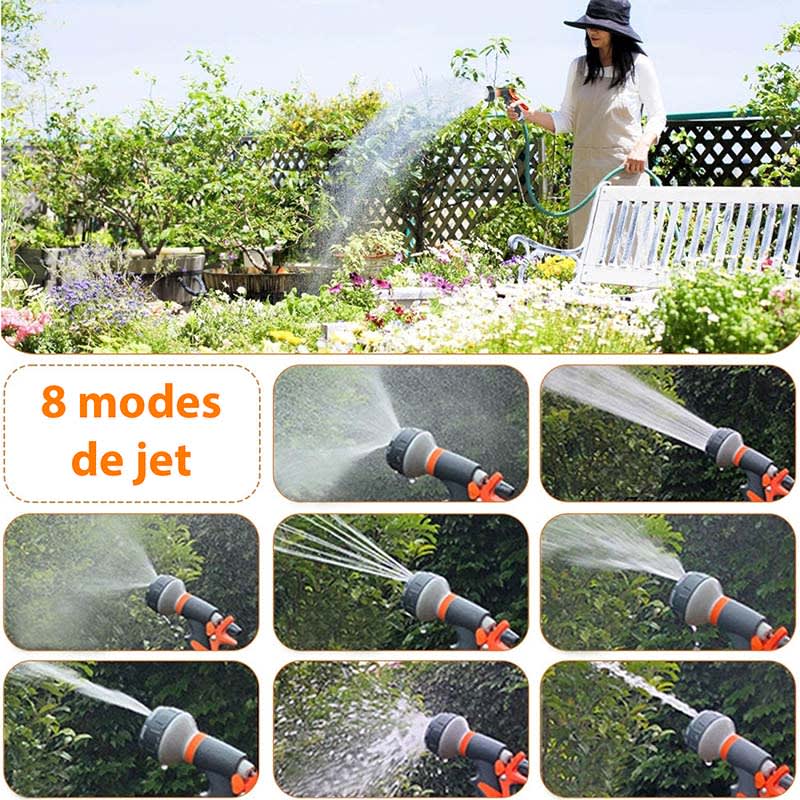 Pistolet d'arrosage haute pression 8 modes