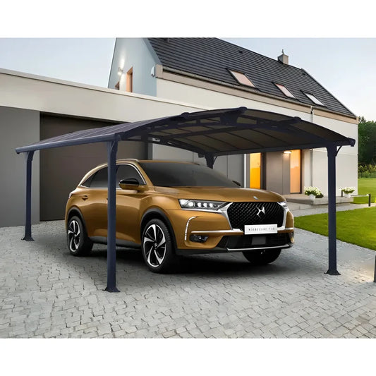 Carport aluminium et polycarbonate, H 242 cm x L 359 cm x P 435 cm