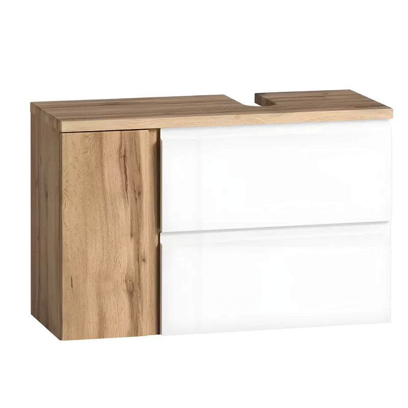 Meuble sous vasque blanc mat alignement à droite