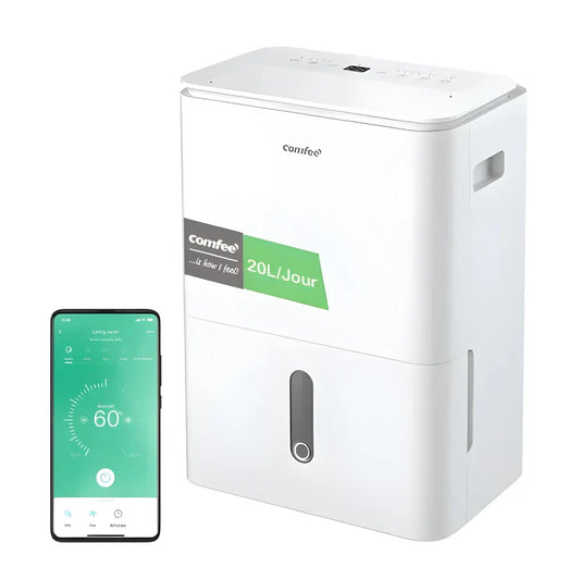 Déshumidificateur 20L/jour, 4 Modes, Sèche-Linge, Réservoir 3L, Pour pièce de 40㎡/100m³, Fonctionne avec Alexa [énergétique A]