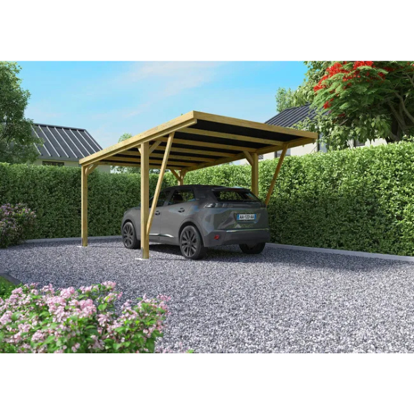 Carport Autoportant bois 1 voiture 14.8 m²