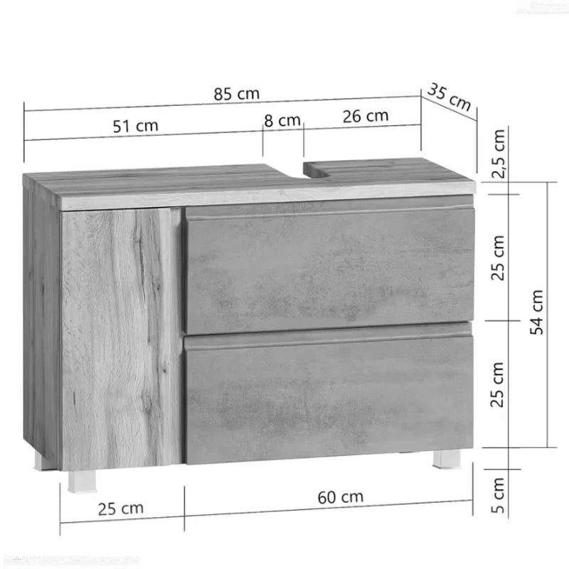 Meuble sous vasque blanc mat alignement à droite