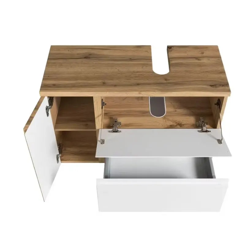 Meuble sous vasque blanc mat alignement à droite