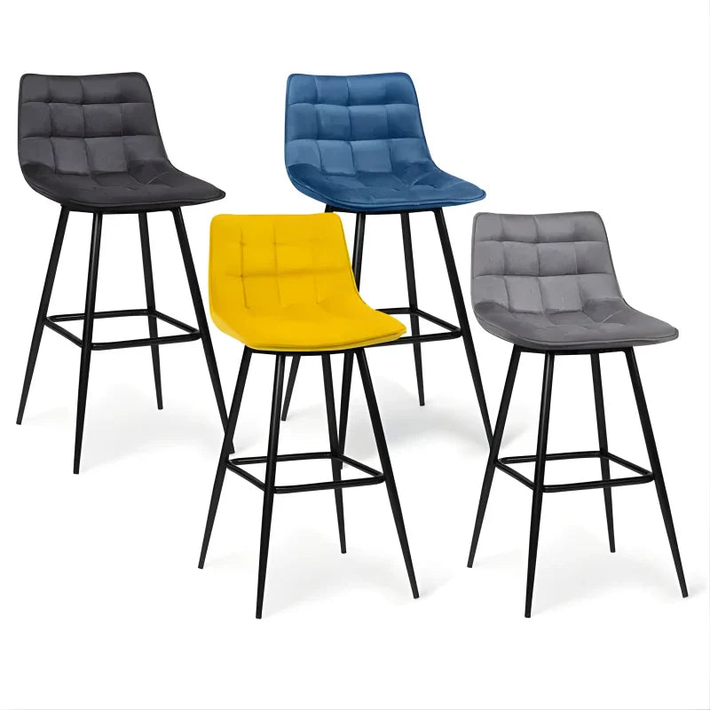 Lot de 4 Tabourets de Bar en Velours