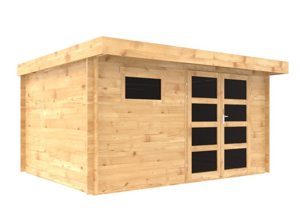 Abri de jardin bois Ep. 28mm, 13 m² – toit plat