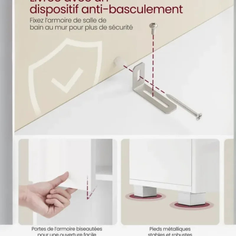 Meuble rangement colonne de salle de bain réglable