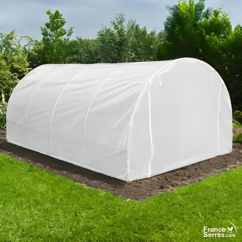 Serre de jardin tunnel 18m² - ø32 mm acier galvanisé avec bâche transparente