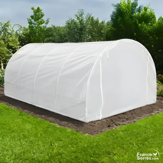 Serre de jardin tunnel 18m² - ø32 mm acier galvanisé avec bâche transparente