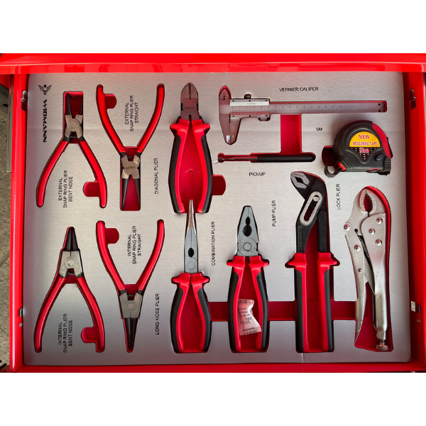 Servante XXL Jumbo Pro Widmann - 13 tiroirs - 11 remplis Rouge
