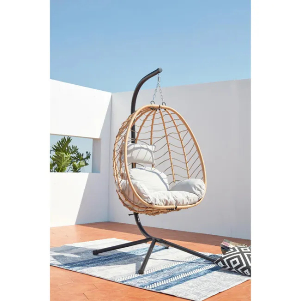 Fauteuil suspendu beige résine & Acier