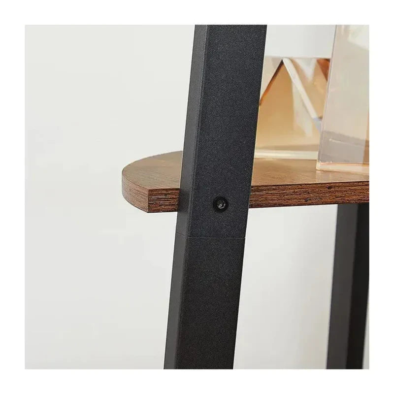 Étagère d'angle à 4 niveaux - bois rustique & noir