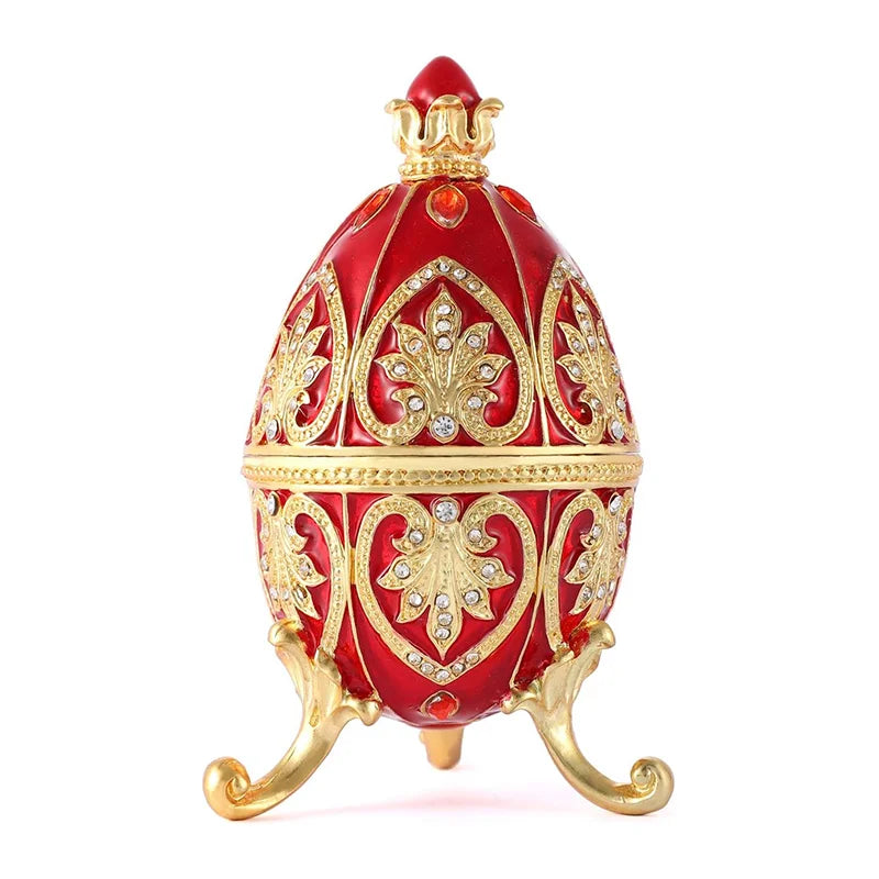 Boîte à bijoux en forme d'œuf de pâques émaillé avec strass scintillants