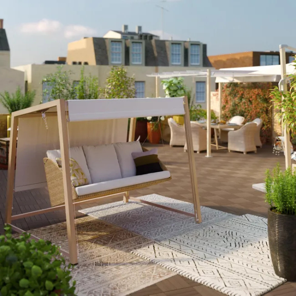 Balancelle 3 places en acier beige