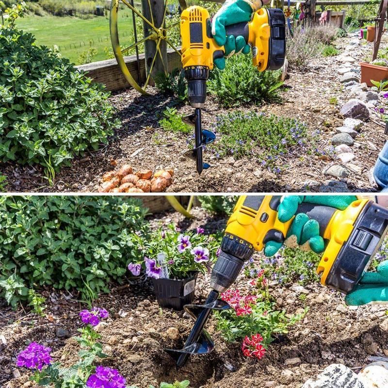 Perceuse à trous en spirale pour planter bulbes, plantes et semis