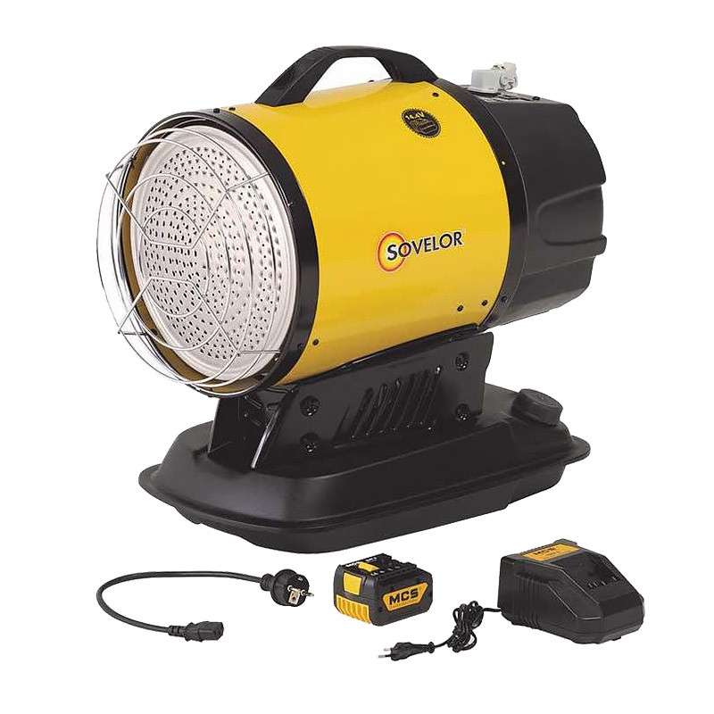Chauffage radiant portable à combustion directe SOVELOR MINISUN DC 17Kw 200W 230V/50Hz ou batterie 14V