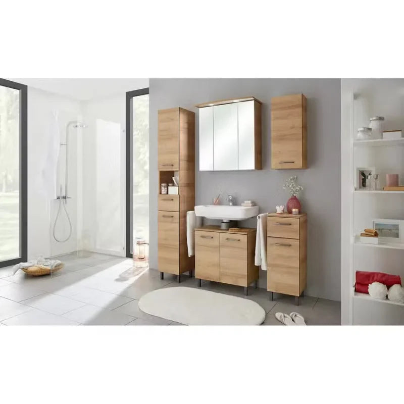Armoire colonne de salle de bain en bois