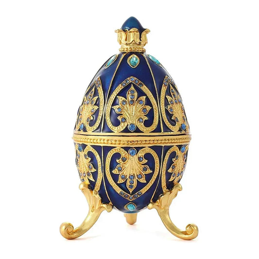 Boîte à bijoux en forme d'œuf de pâques émaillé avec strass scintillants