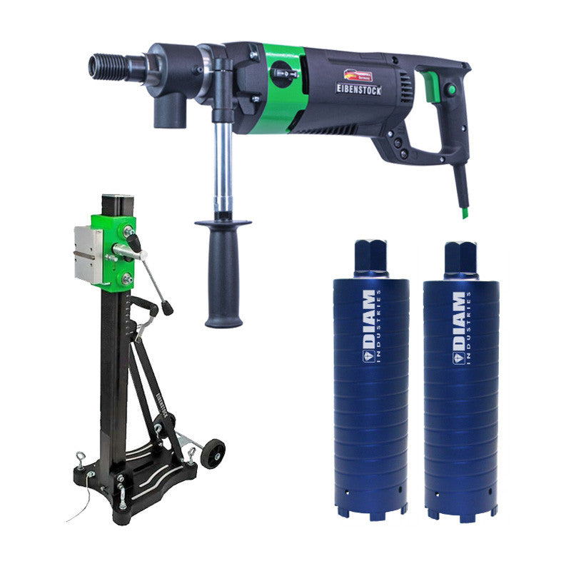 Pack Carotteuse à percussion à sec ESD162 Ø162 + Bati EIBENSTOCK + 2 couronnes Ø102/300 mm et Ø127/300 mm - 1"1/4 - BETON